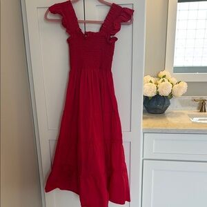 Vibrant Red Ruffled Dress hill house home- nap dress